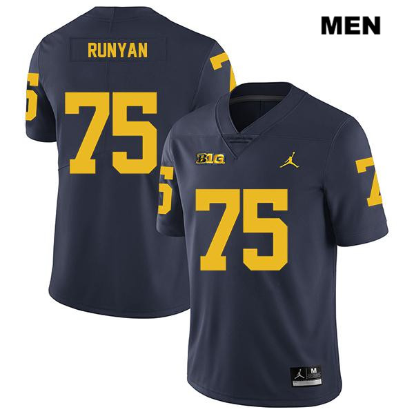 Men's NCAA Michigan Wolverines Jon Runyan #75 Navy Jordan Brand Authentic Stitched Legend Football College Jersey XT25D24VT